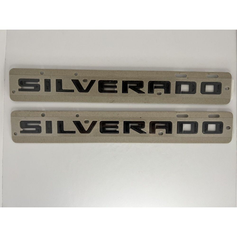 2pcs Gloss Black Door Emblems‎ Tailgate Letters Badge Nameplate for SILVERADO LT